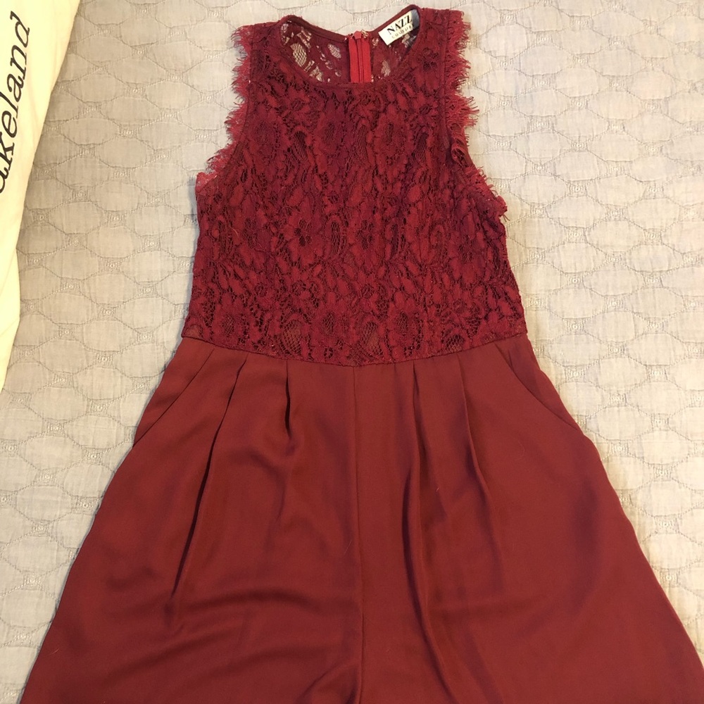 Maroon lace romper